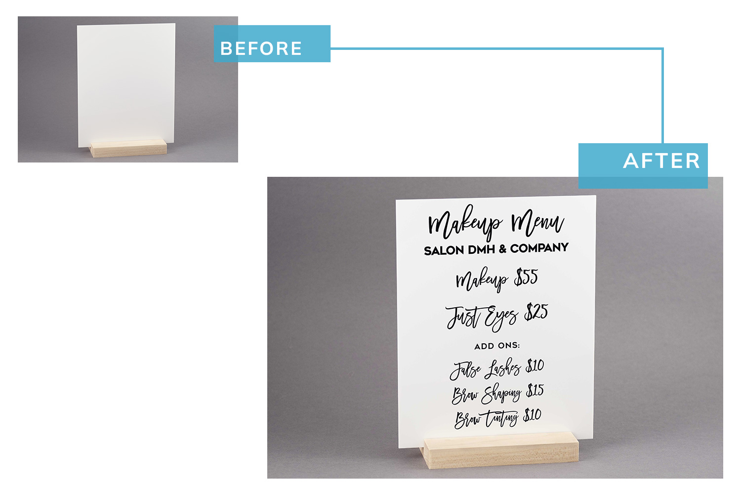 Acrylic menu