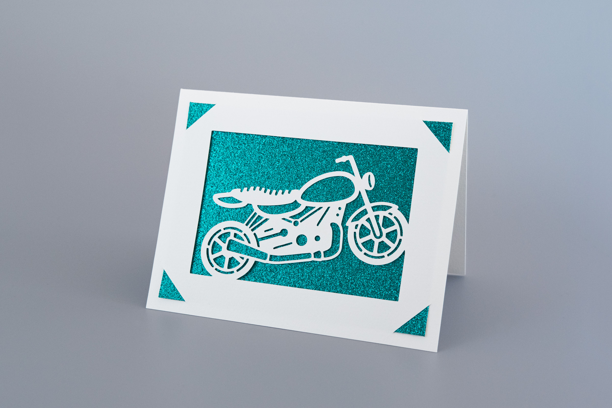 Motorcycle card - cyan