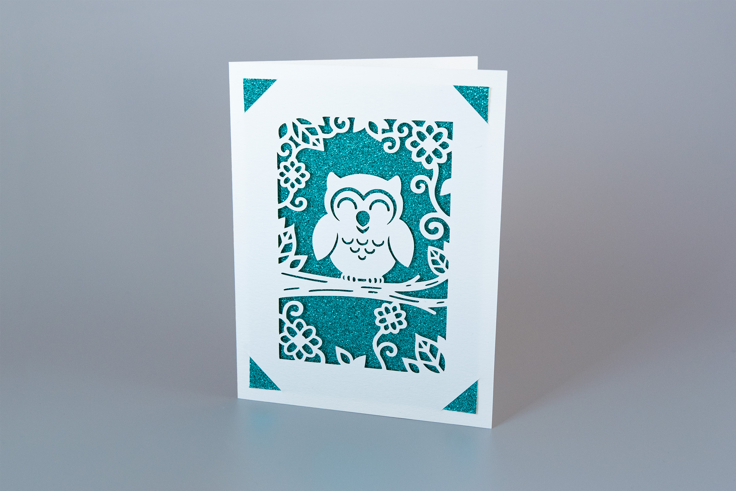 Owl card - cyan