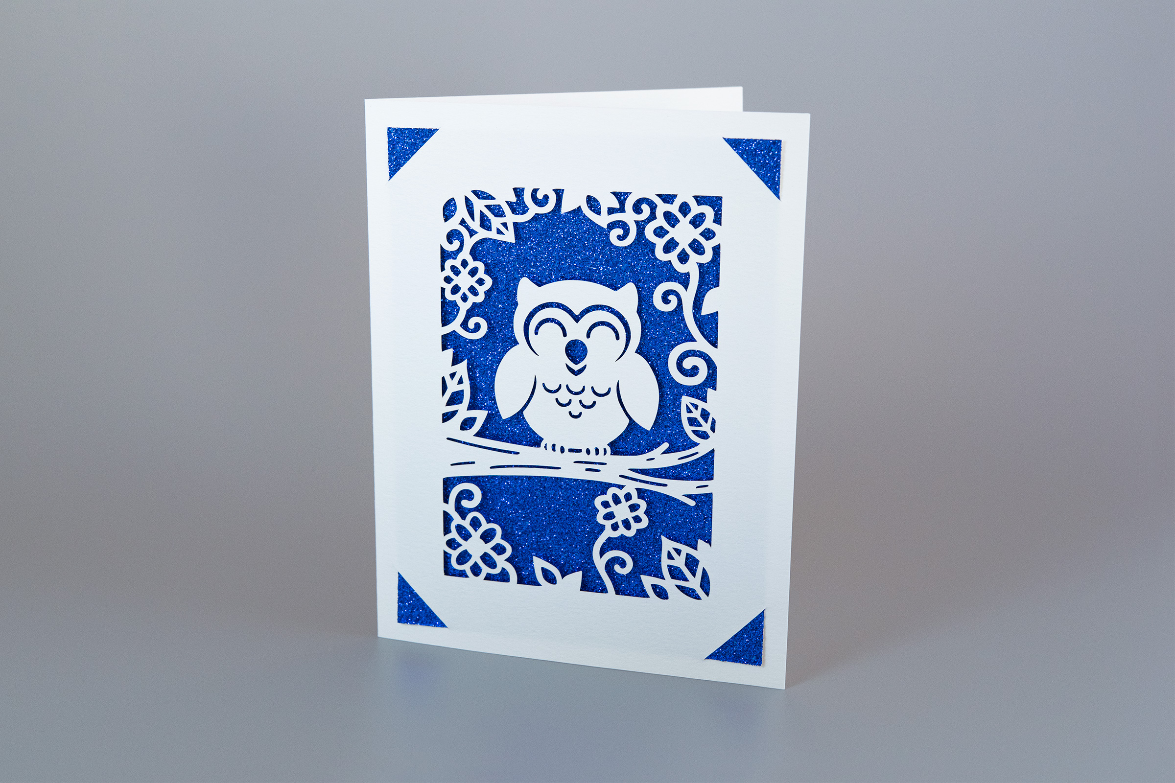 Owl card - dark blue