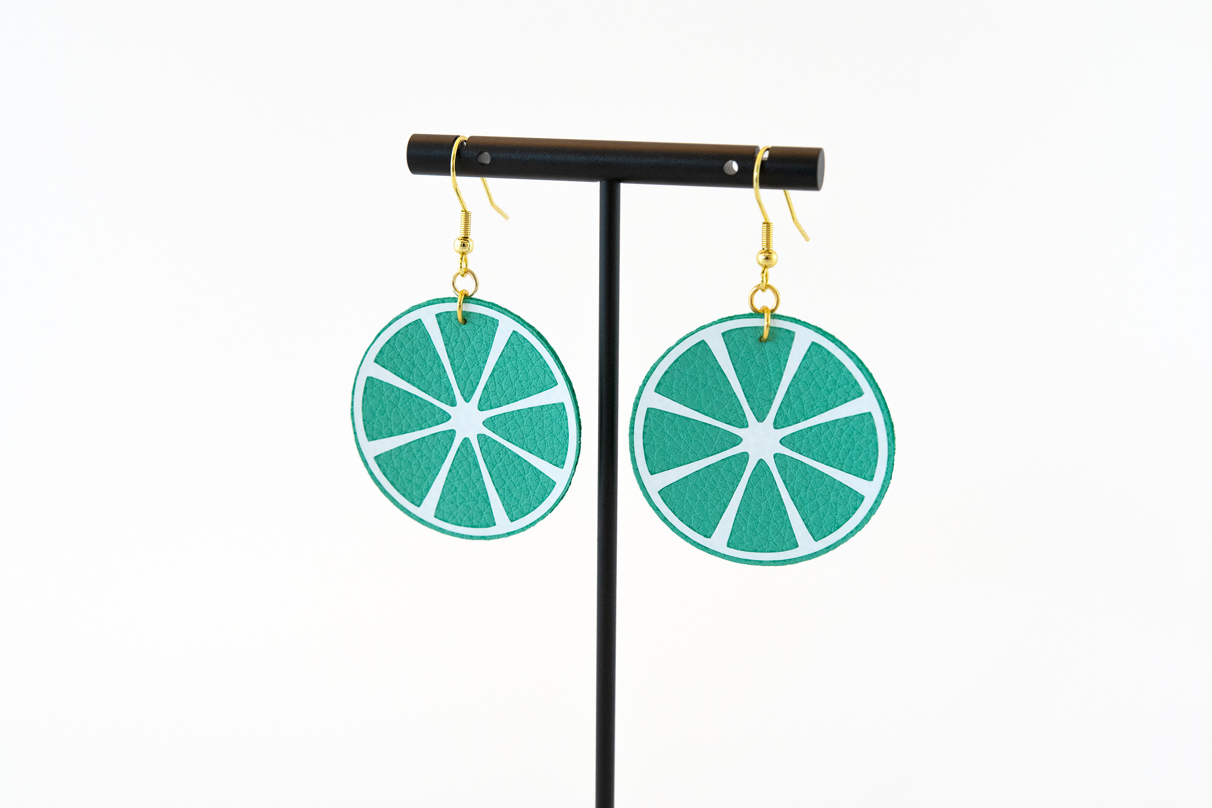 Lime citrus earrings - front view
